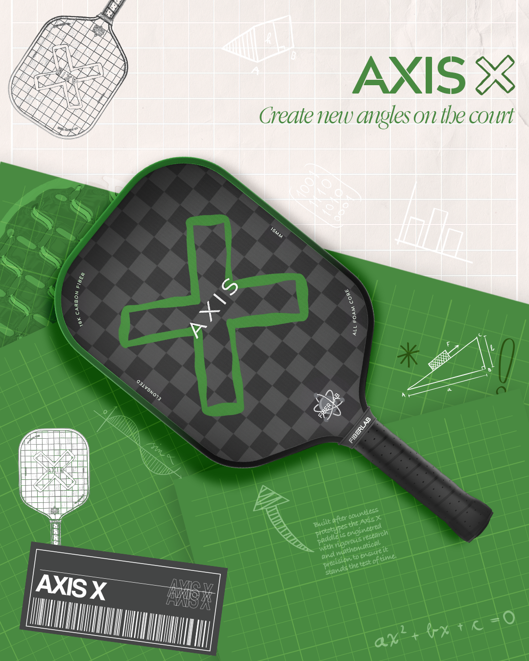 Axis X All Foam Core 18K Carbon Fiber Pickleball Paddle 16MM
