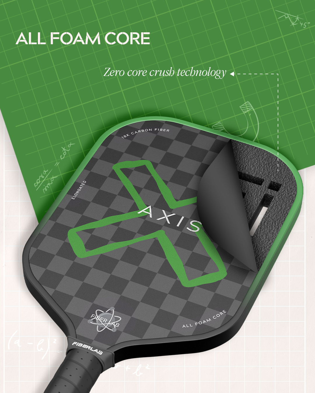 Axis X All Foam Core 18K Carbon Fiber Pickleball Paddle 16MM