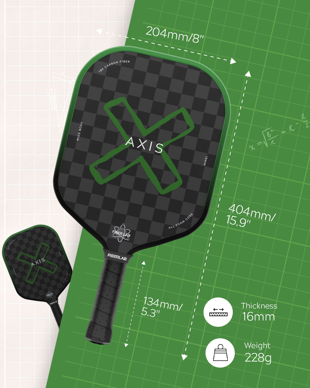 Axis X All Foam Core 18K Carbon Fiber Pickleball Paddle 16MM