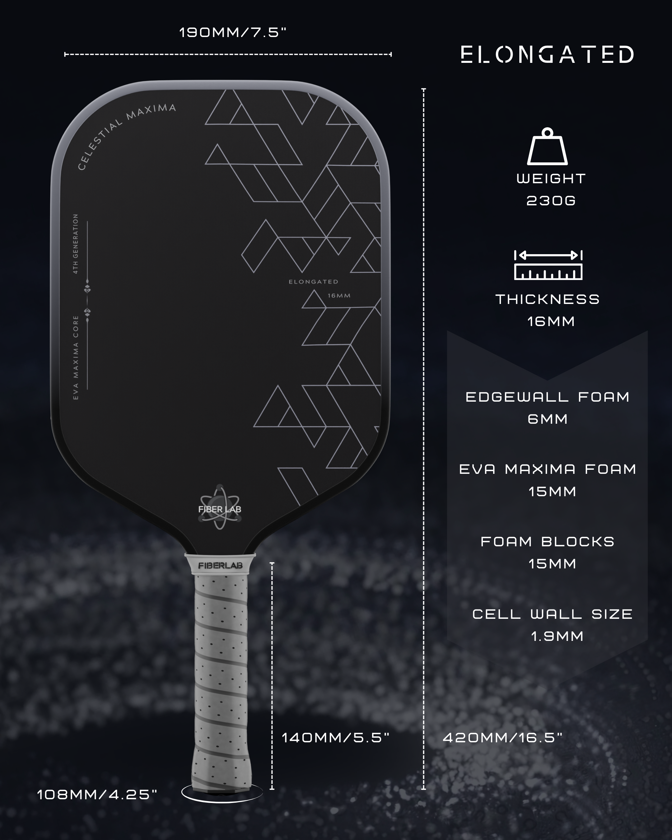 Celestial Maxima GEN 4 Pro Player Pickleball Paddle 16MM