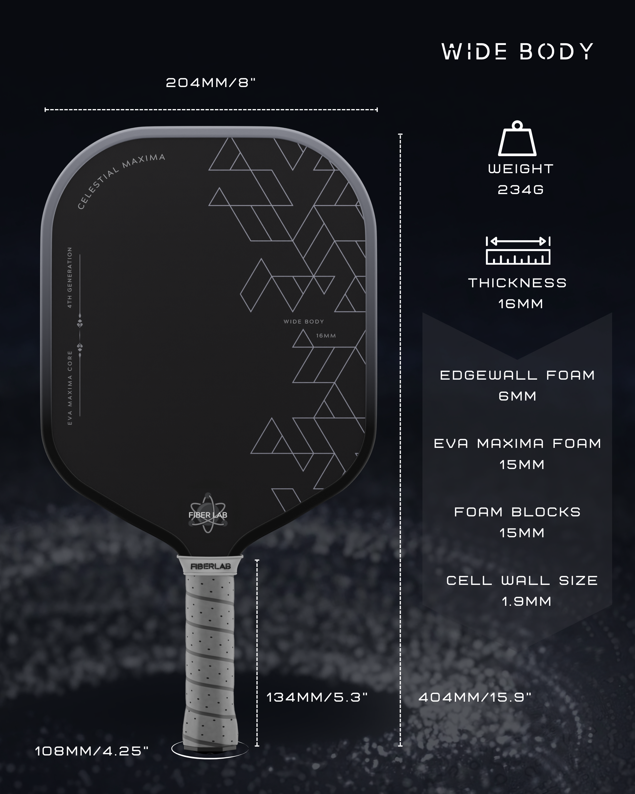 Celestial Maxima GEN 4 Pro Player Pickleball Paddle 16MM