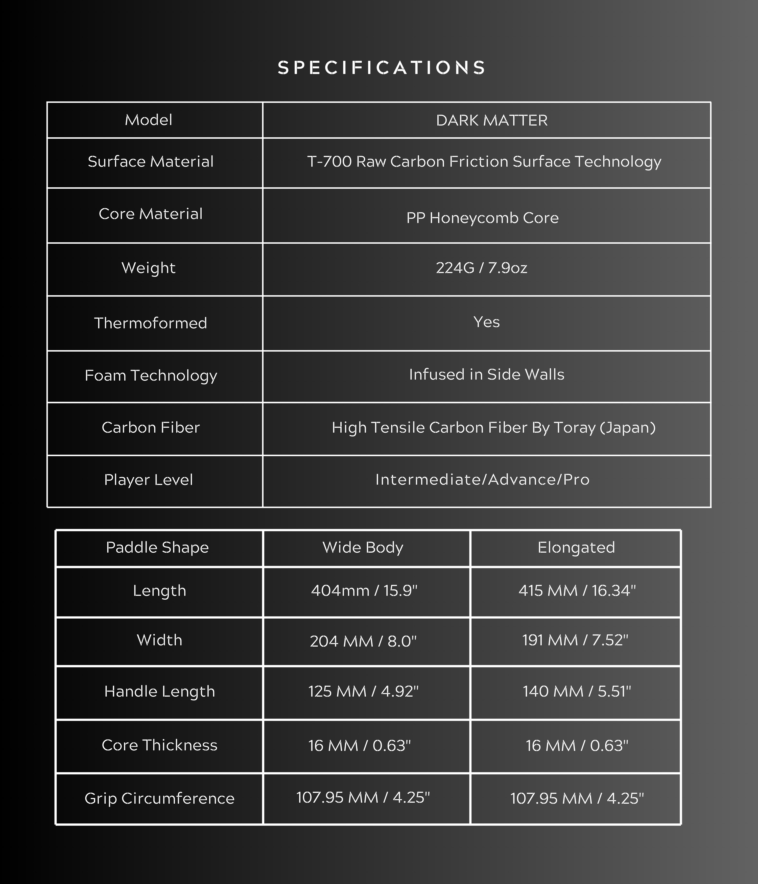 Dark Matter Carbon Friction Surface Pickleball Paddle 16MM